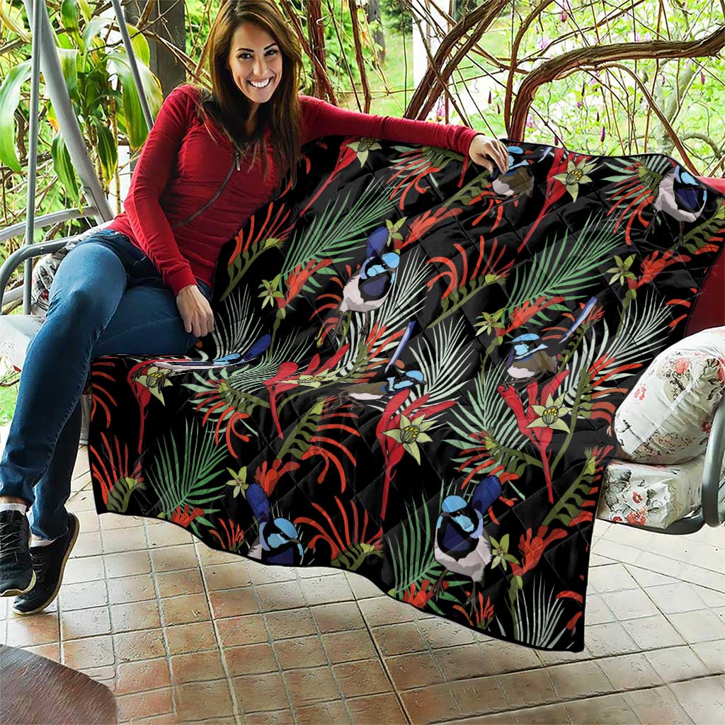 Australia Kangaroo Paw And Splendid Fairy-wren Quilt Sameless Style
