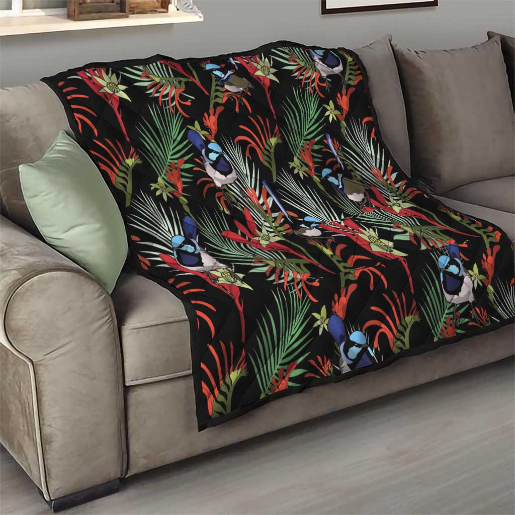 Australia Kangaroo Paw And Splendid Fairy-wren Quilt Sameless Style