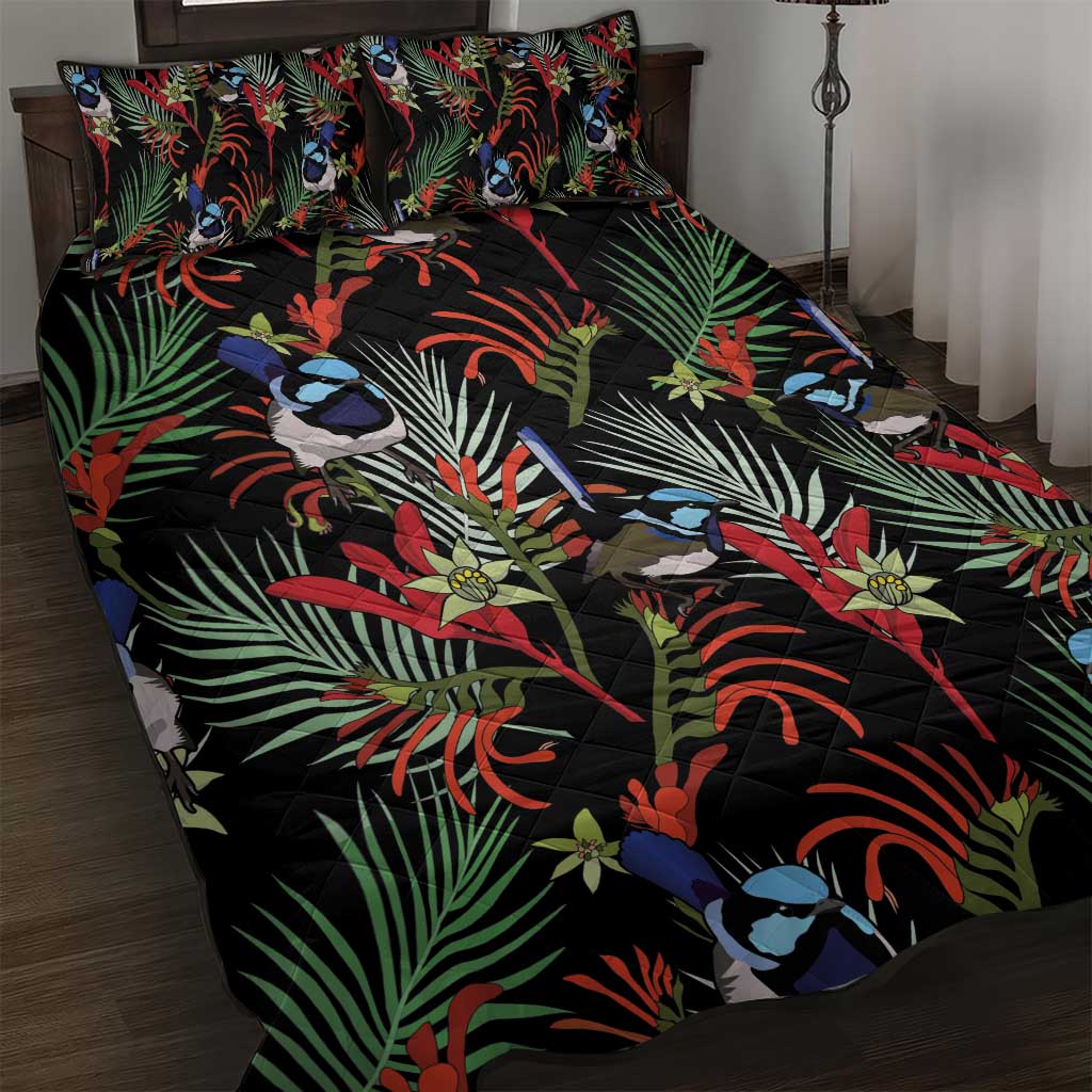 Australia Kangaroo Paw And Splendid Fairy-wren Quilt Bed Set Sameless Style