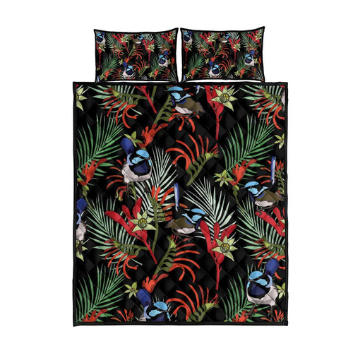 Australia Kangaroo Paw And Splendid Fairy-wren Quilt Bed Set Sameless Style