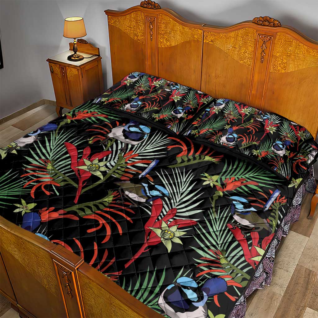 Australia Kangaroo Paw And Splendid Fairy-wren Quilt Bed Set Sameless Style