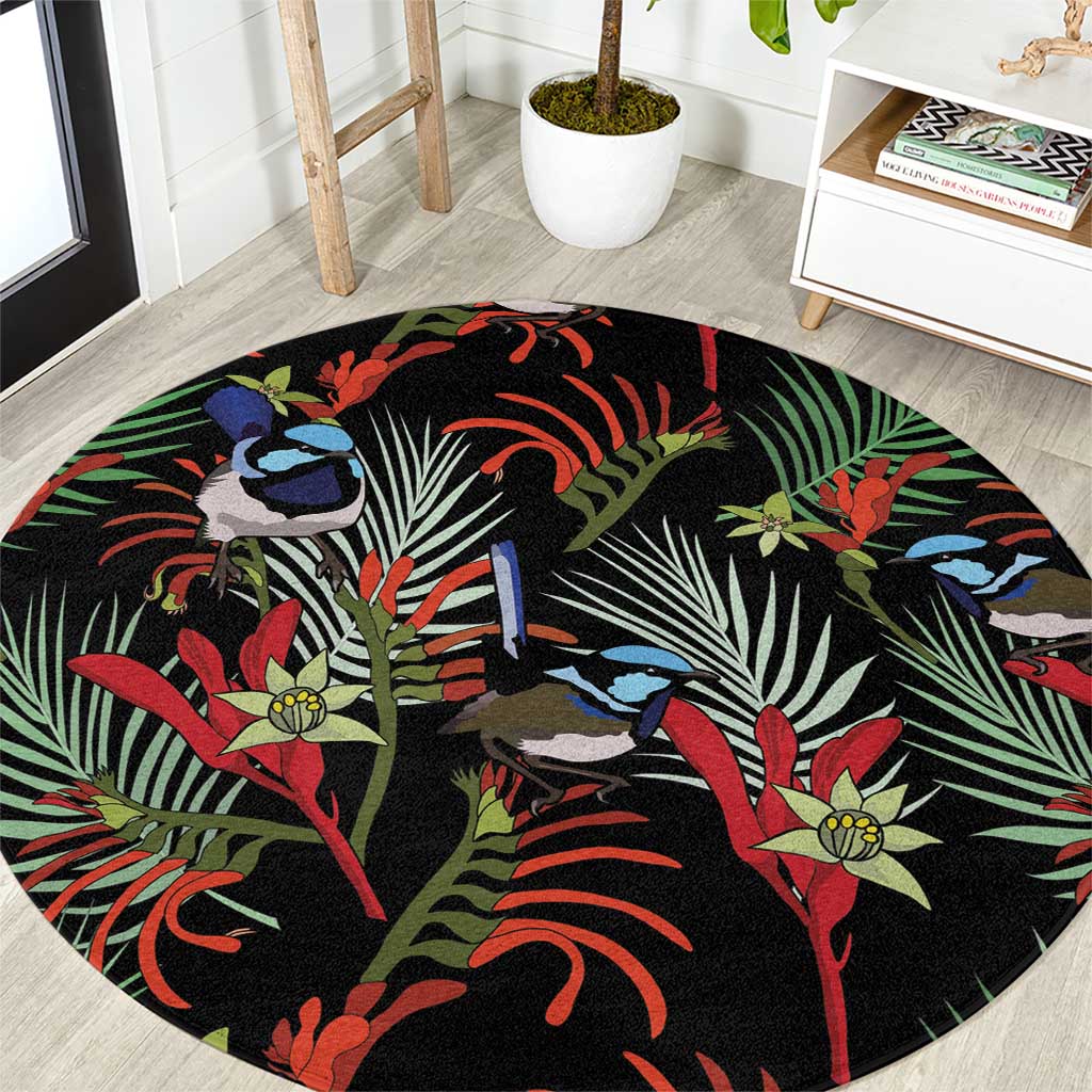 Australia Kangaroo Paw And Splendid Fairy-wren Round Carpet Sameless Style