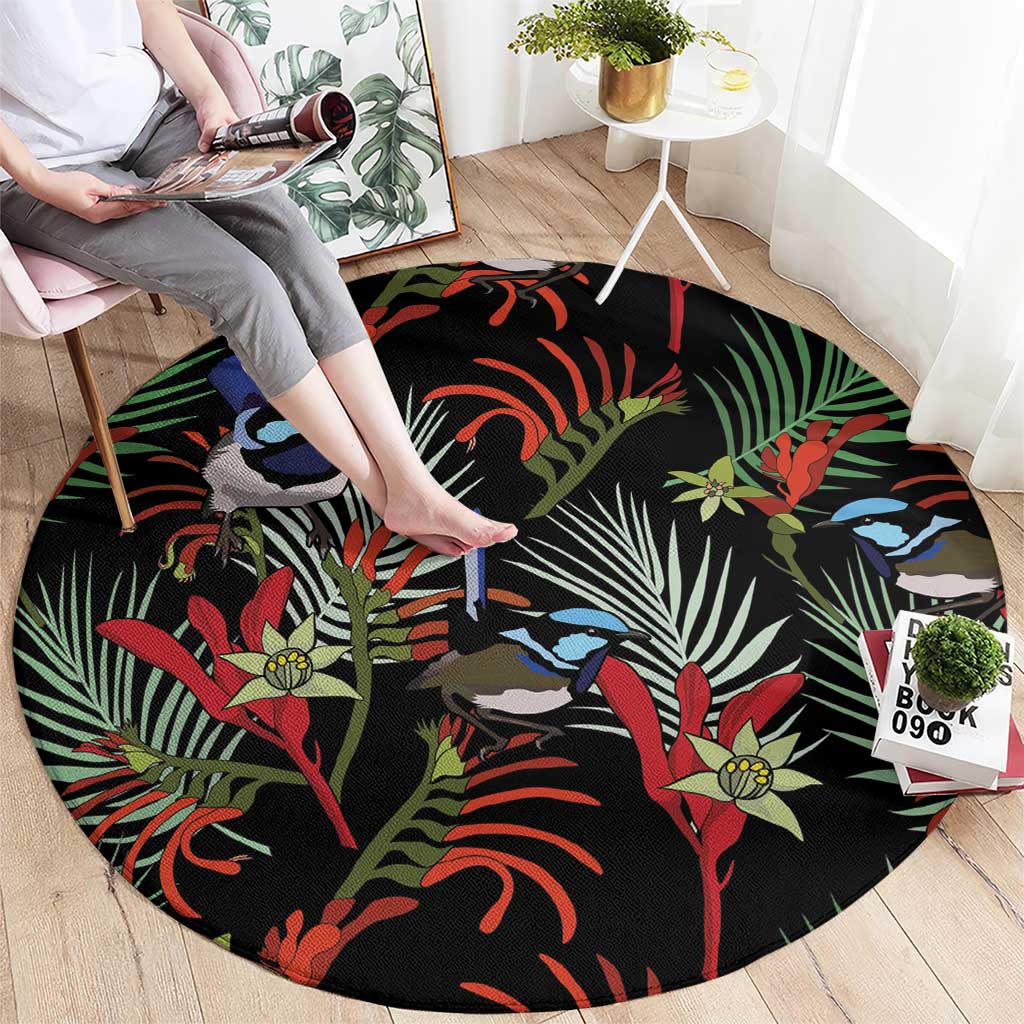 Australia Kangaroo Paw And Splendid Fairy-wren Round Carpet Sameless Style