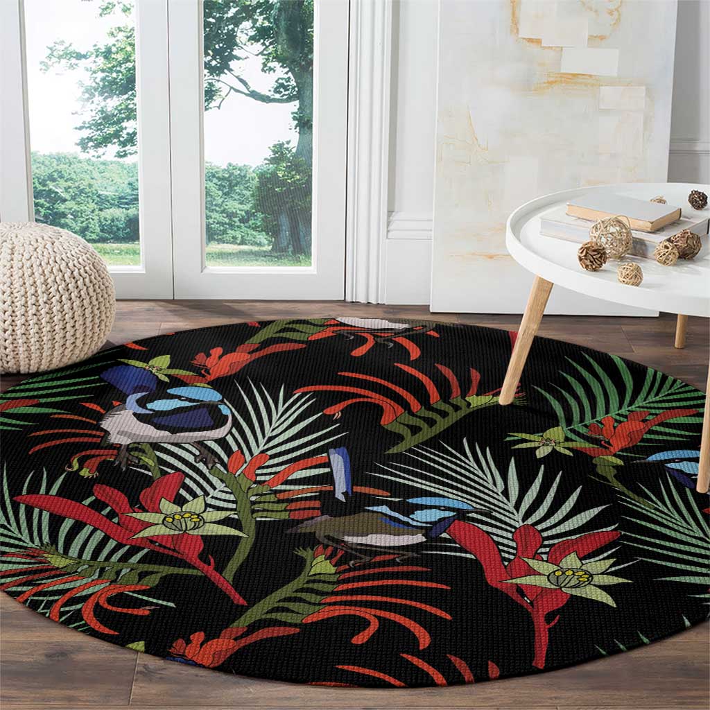 Australia Kangaroo Paw And Splendid Fairy-wren Round Carpet Sameless Style