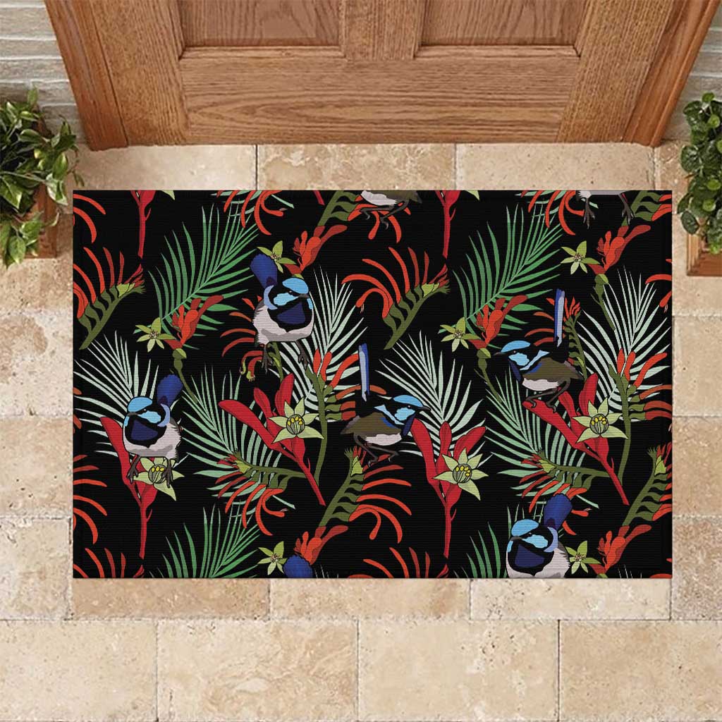 Australia Kangaroo Paw And Splendid Fairy-wren Rubber Doormat Sameless Style