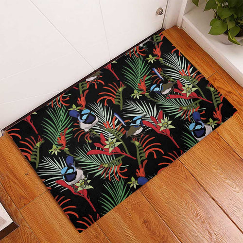 Australia Kangaroo Paw And Splendid Fairy-wren Rubber Doormat Sameless Style