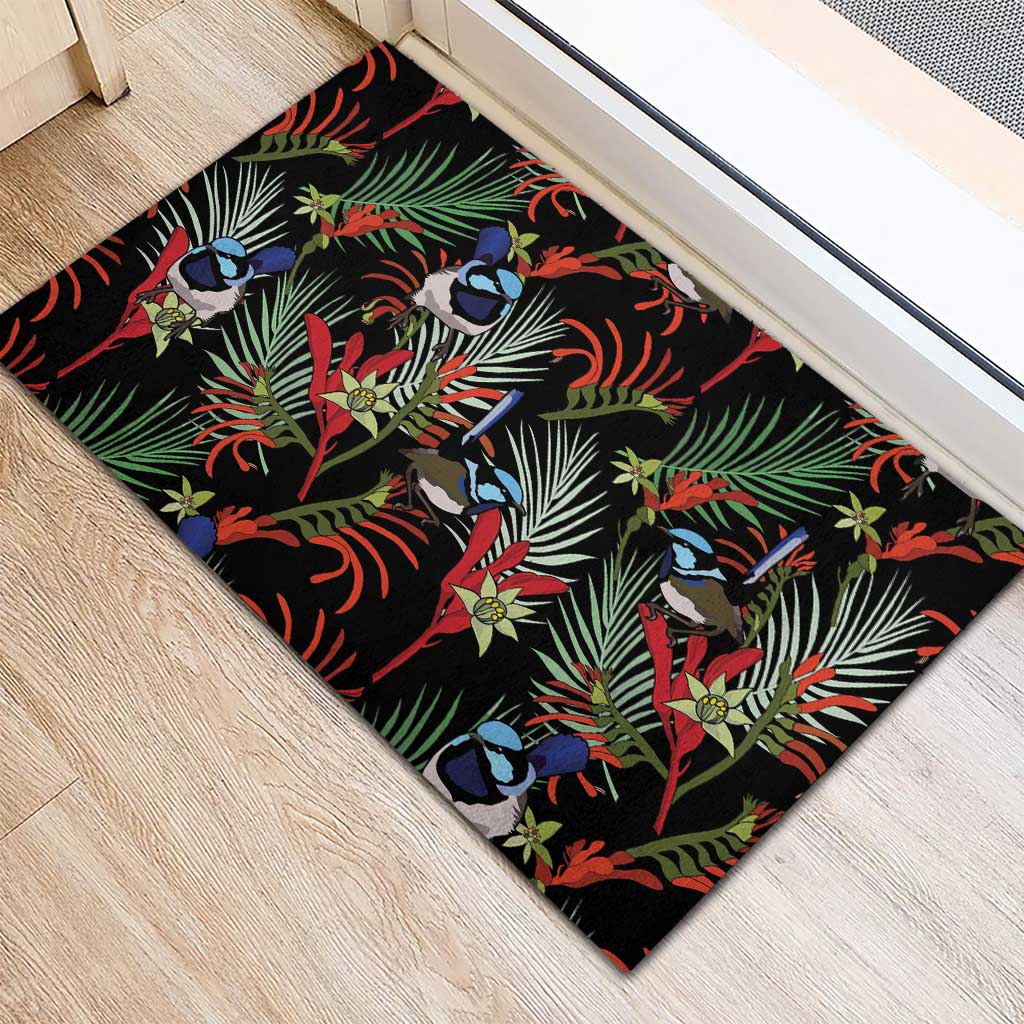 Australia Kangaroo Paw And Splendid Fairy-wren Rubber Doormat Sameless Style