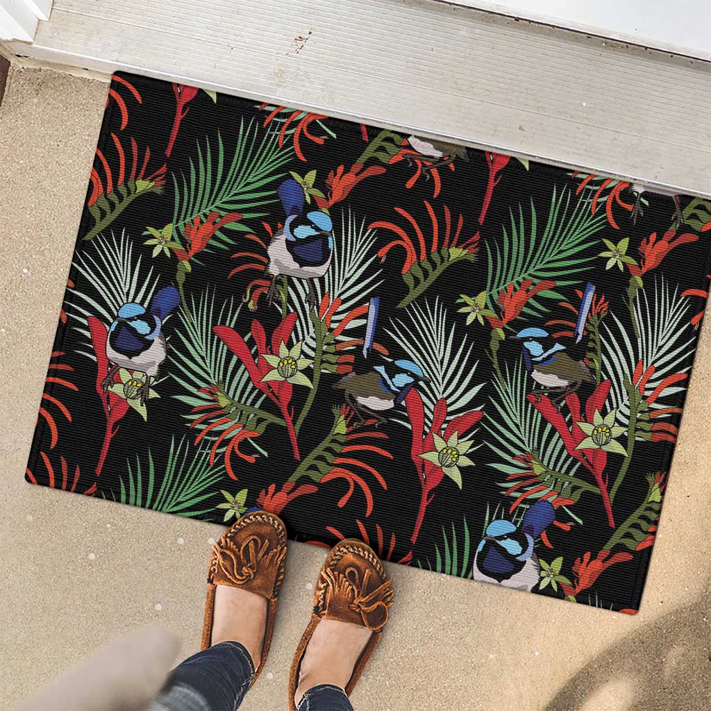 Australia Kangaroo Paw And Splendid Fairy-wren Rubber Doormat Sameless Style