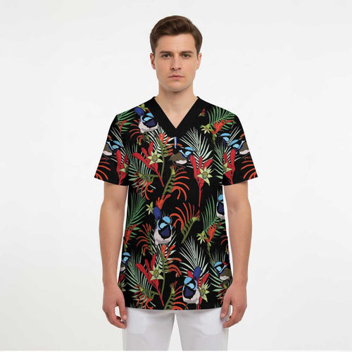 Australia Kangaroo Paw And Splendid Fairy-wren Scrub Top Sameless Style - Aussie Hoodie
