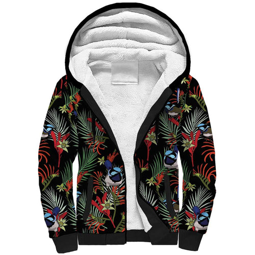 Australia Kangaroo Paw And Splendid Fairy-wren Sherpa Hoodie Sameless Style