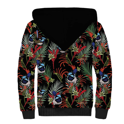 Australia Kangaroo Paw And Splendid Fairy-wren Sherpa Hoodie Sameless Style