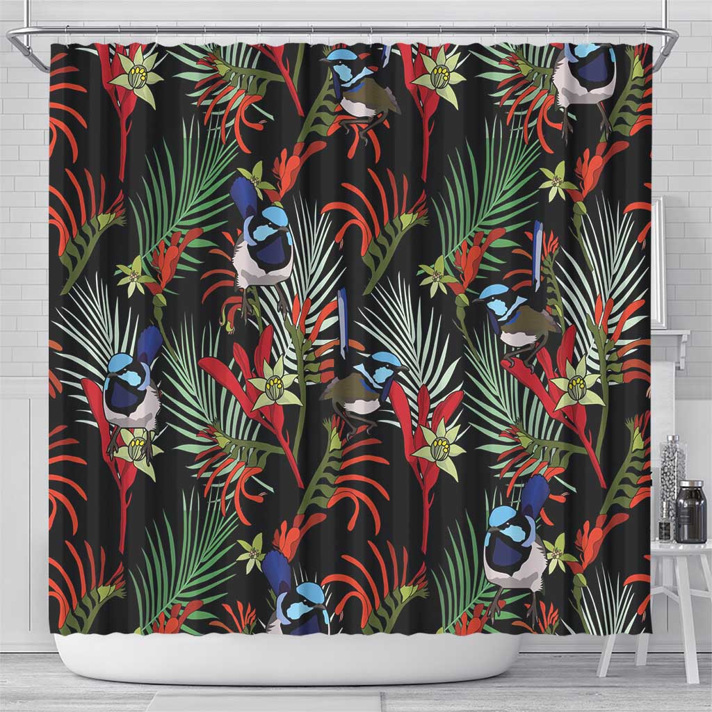 Australia Kangaroo Paw And Splendid Fairy-wren Shower Curtain Sameless Style