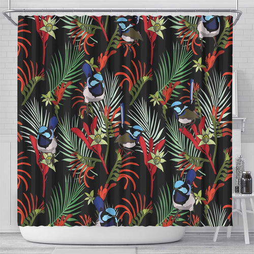 Australia Kangaroo Paw And Splendid Fairy-wren Shower Curtain Sameless Style