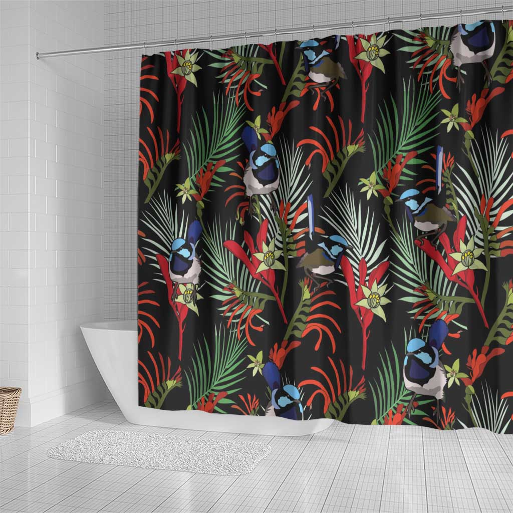 Australia Kangaroo Paw And Splendid Fairy-wren Shower Curtain Sameless Style