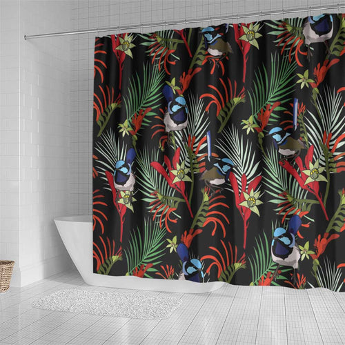 Australia Kangaroo Paw And Splendid Fairy-wren Shower Curtain Sameless Style