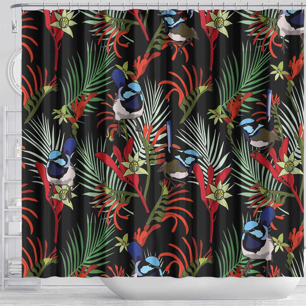 Australia Kangaroo Paw And Splendid Fairy-wren Shower Curtain Sameless Style