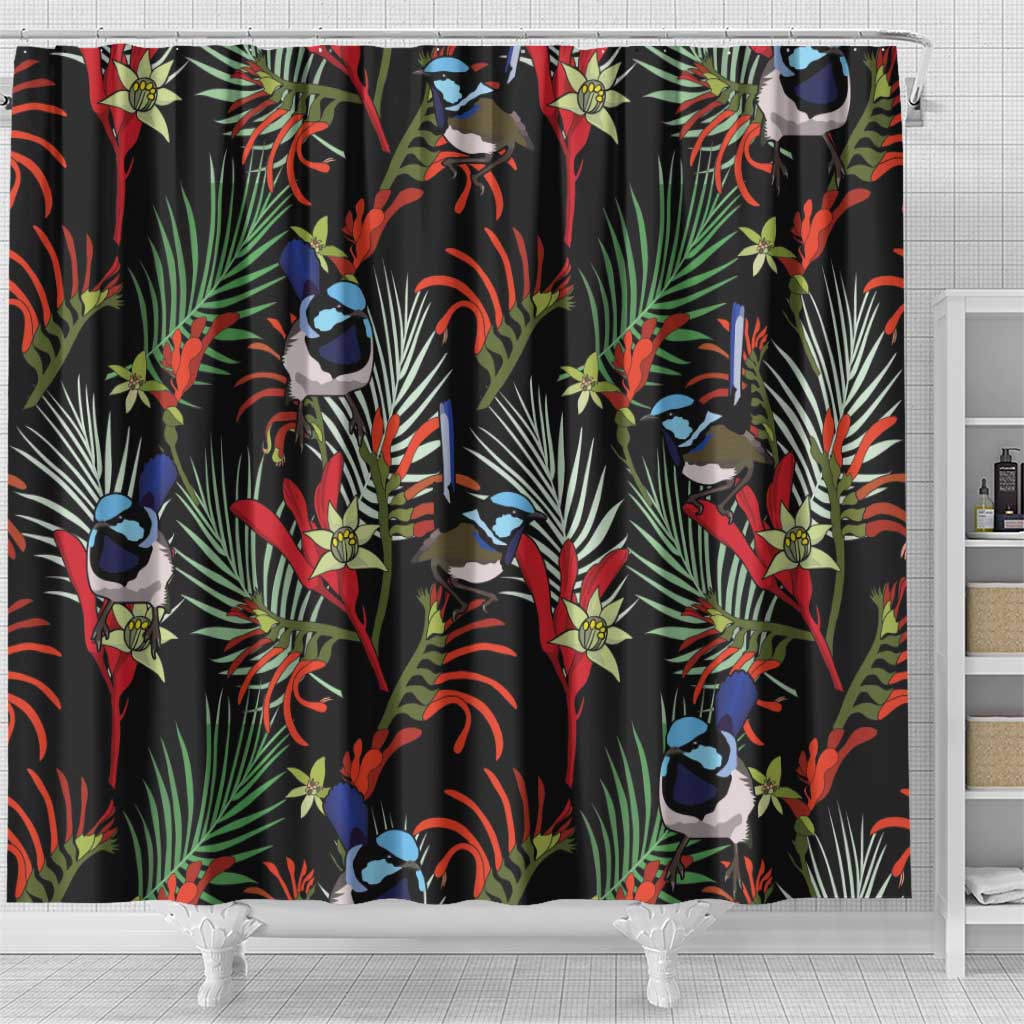 Australia Kangaroo Paw And Splendid Fairy-wren Shower Curtain Sameless Style