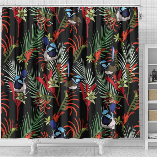 Australia Kangaroo Paw And Splendid Fairy-wren Shower Curtain Sameless Style