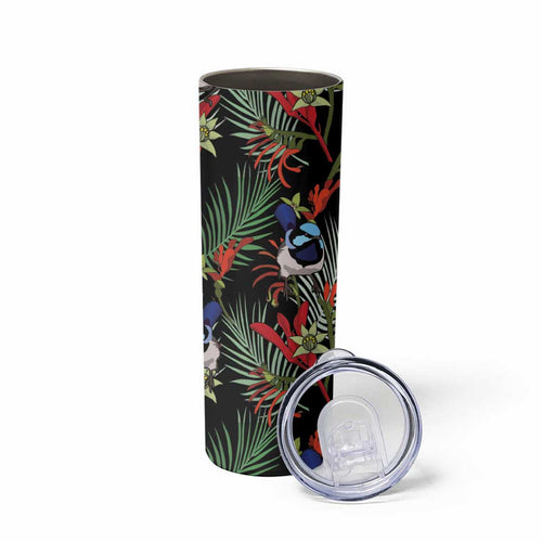 Australia Kangaroo Paw And Splendid Fairy-wren Skinny Tumbler Sameless Style