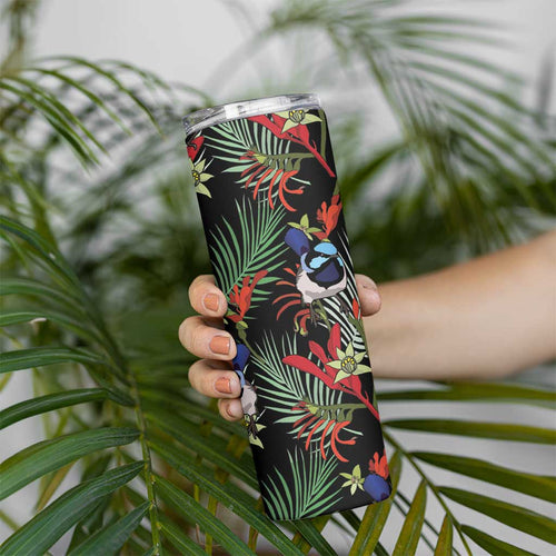 Australia Kangaroo Paw And Splendid Fairy-wren Skinny Tumbler Sameless Style