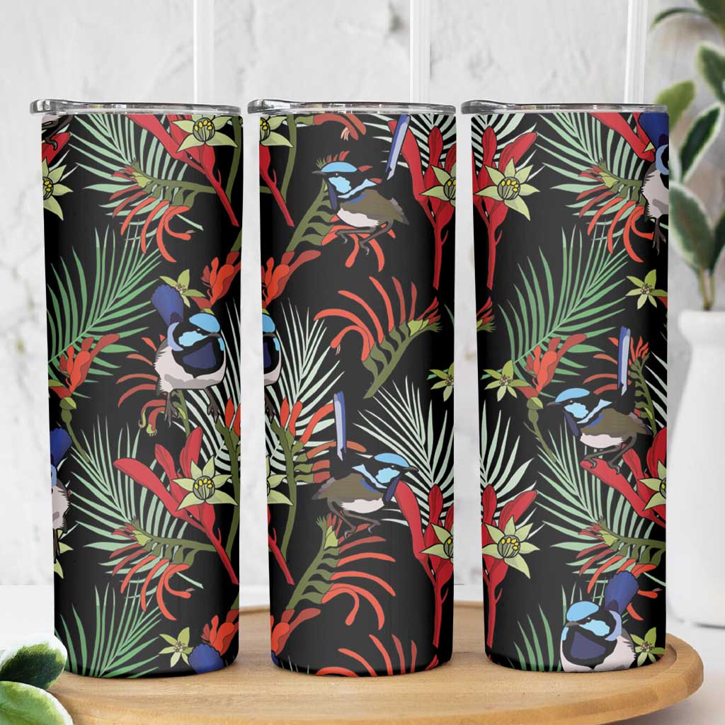 Australia Kangaroo Paw And Splendid Fairy-wren Skinny Tumbler Sameless Style