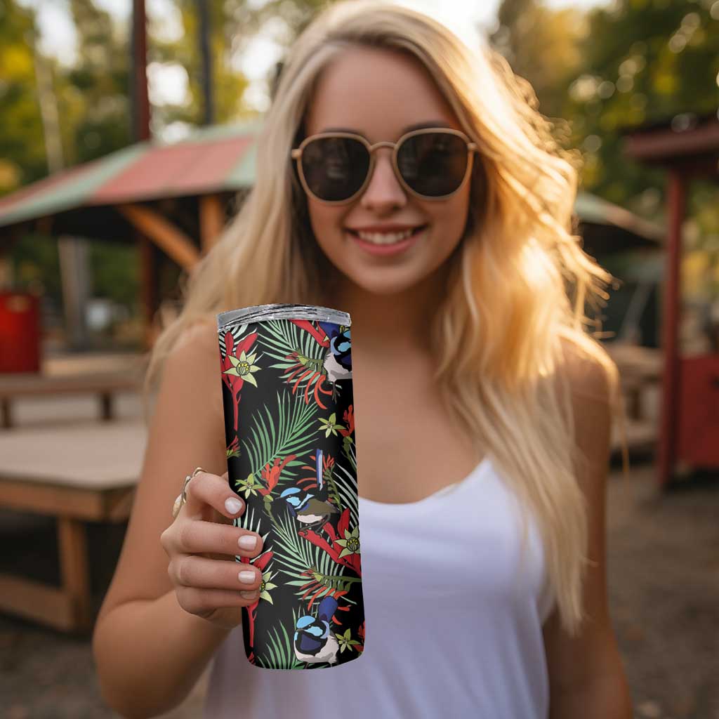 Australia Kangaroo Paw And Splendid Fairy-wren Skinny Tumbler Sameless Style
