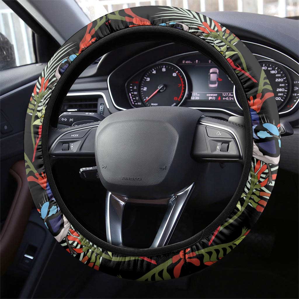 Australia Kangaroo Paw And Splendid Fairy-wren Steering Wheel Cover Sameless Style