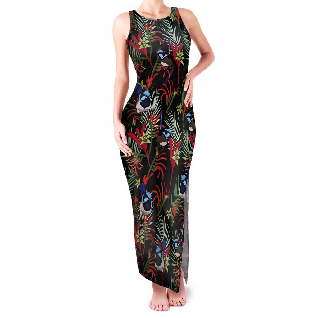 Australia Kangaroo Paw And Splendid Fairy-wren Tank Maxi Dress Sameless Style