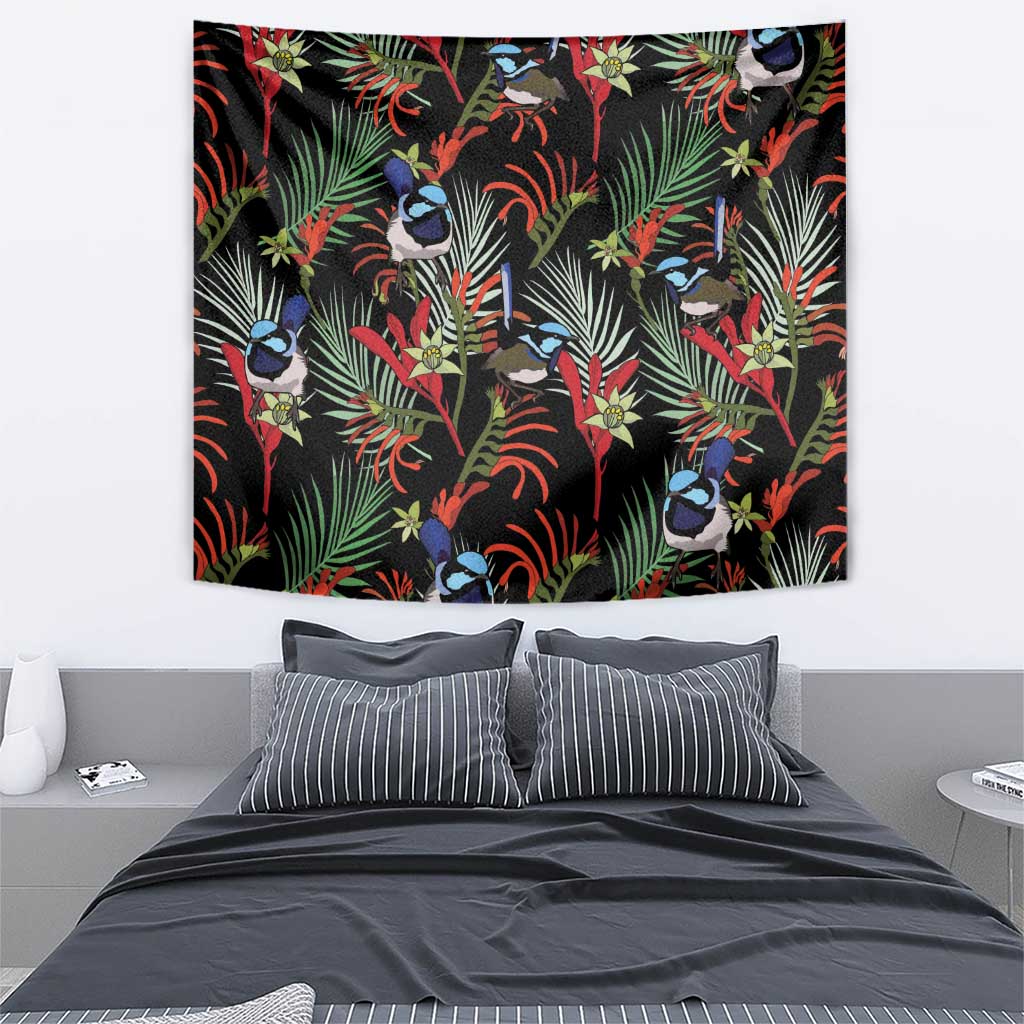 Australia Kangaroo Paw And Splendid Fairy-wren Tapestry Sameless Style