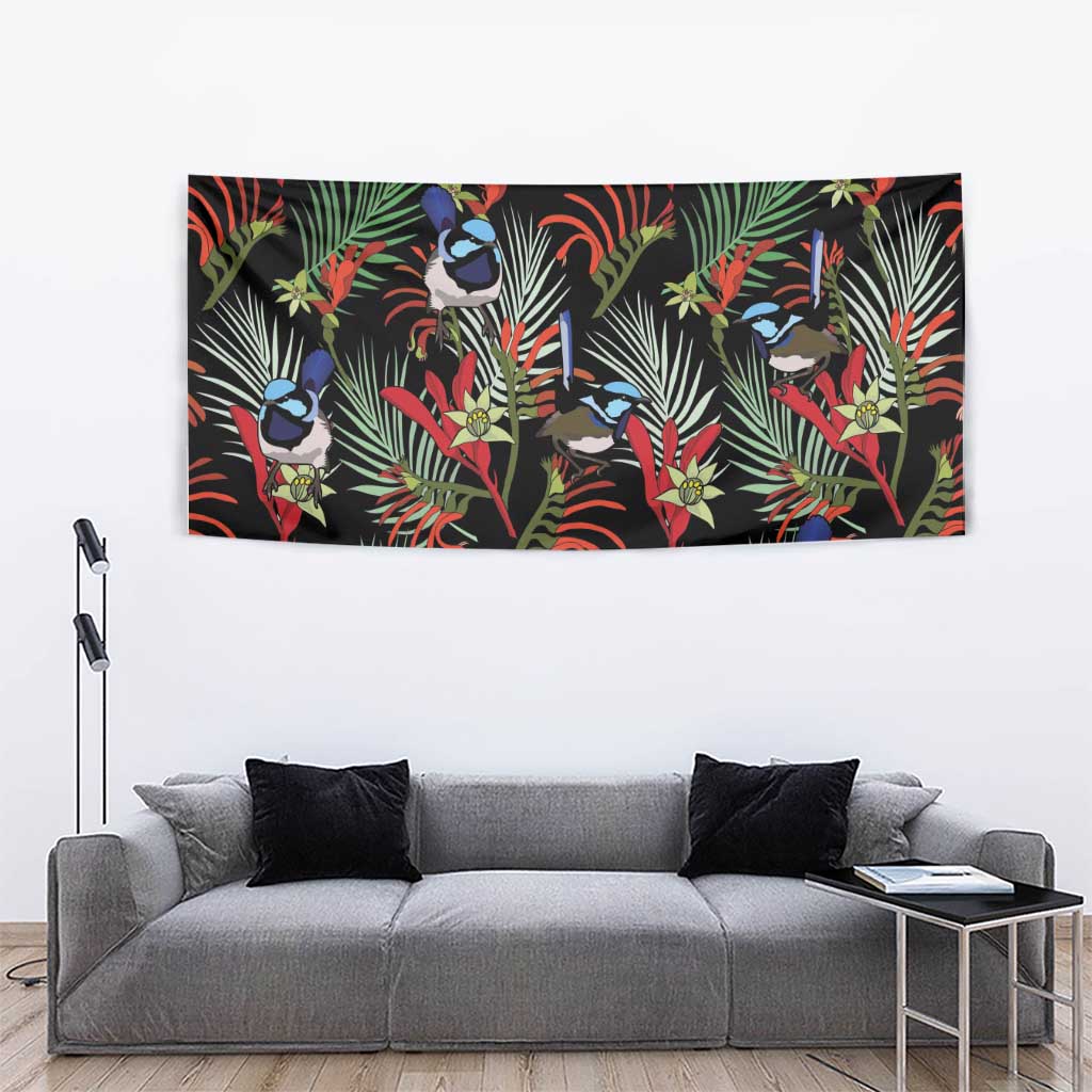 Australia Kangaroo Paw And Splendid Fairy-wren Tapestry Sameless Style
