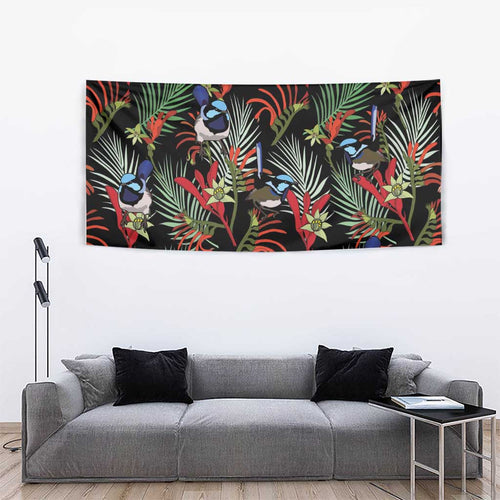 Australia Kangaroo Paw And Splendid Fairy-wren Tapestry Sameless Style