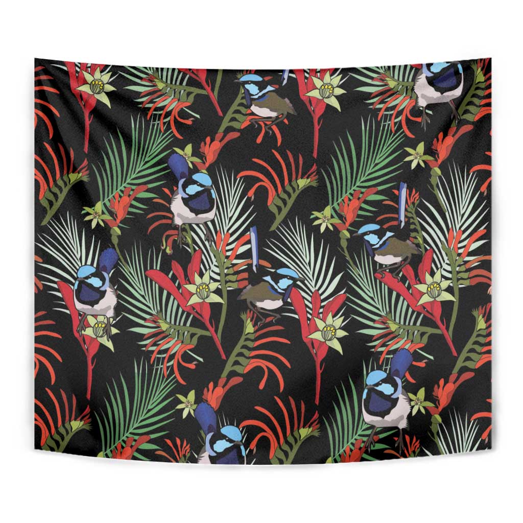 Australia Kangaroo Paw And Splendid Fairy-wren Tapestry Sameless Style