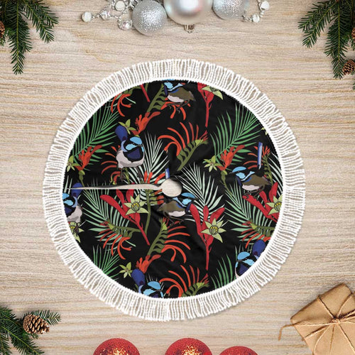 Australia Kangaroo Paw And Splendid Fairy-wren Tree Skirt Sameless Style