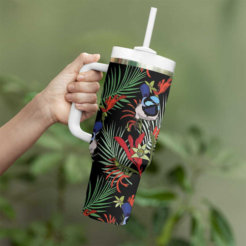 Australia Kangaroo Paw And Splendid Fairy-wren Tumbler With Handle Sameless Style