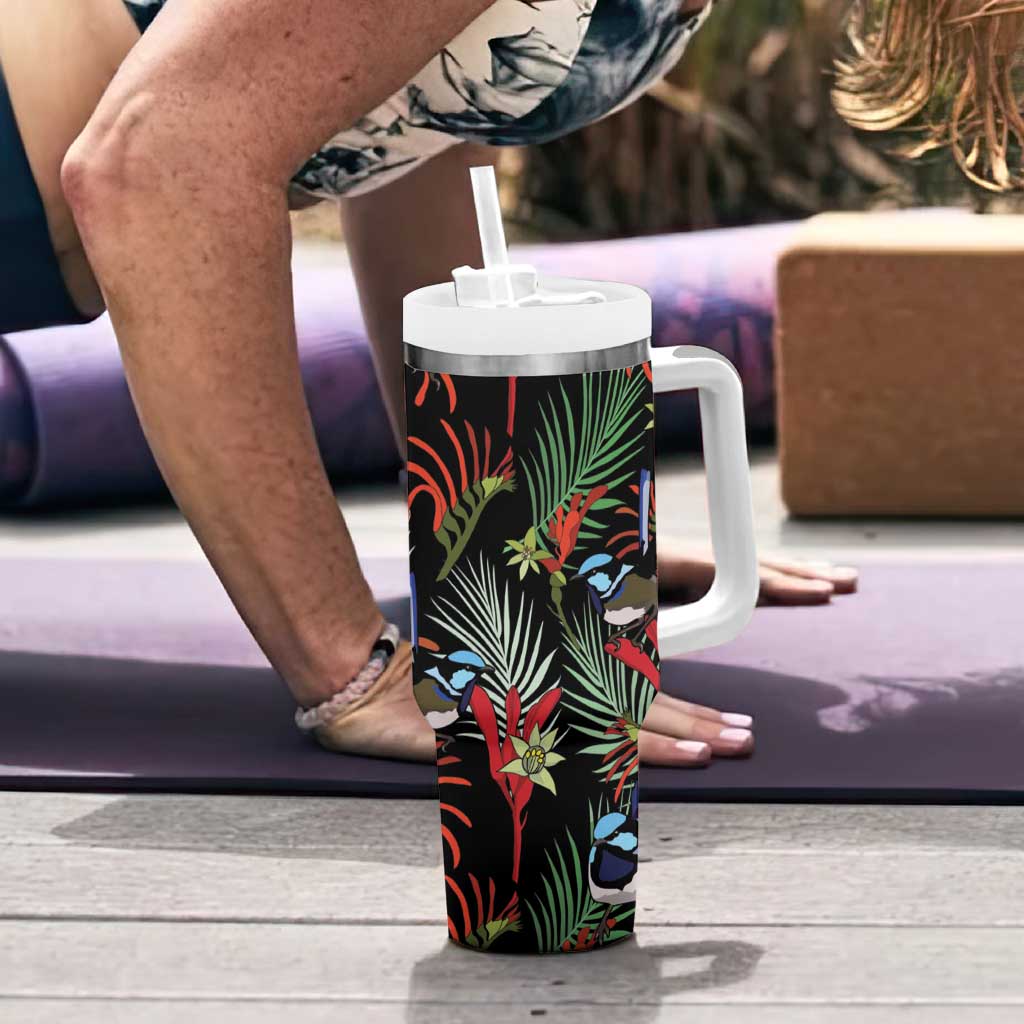 Australia Kangaroo Paw And Splendid Fairy-wren Tumbler With Handle Sameless Style
