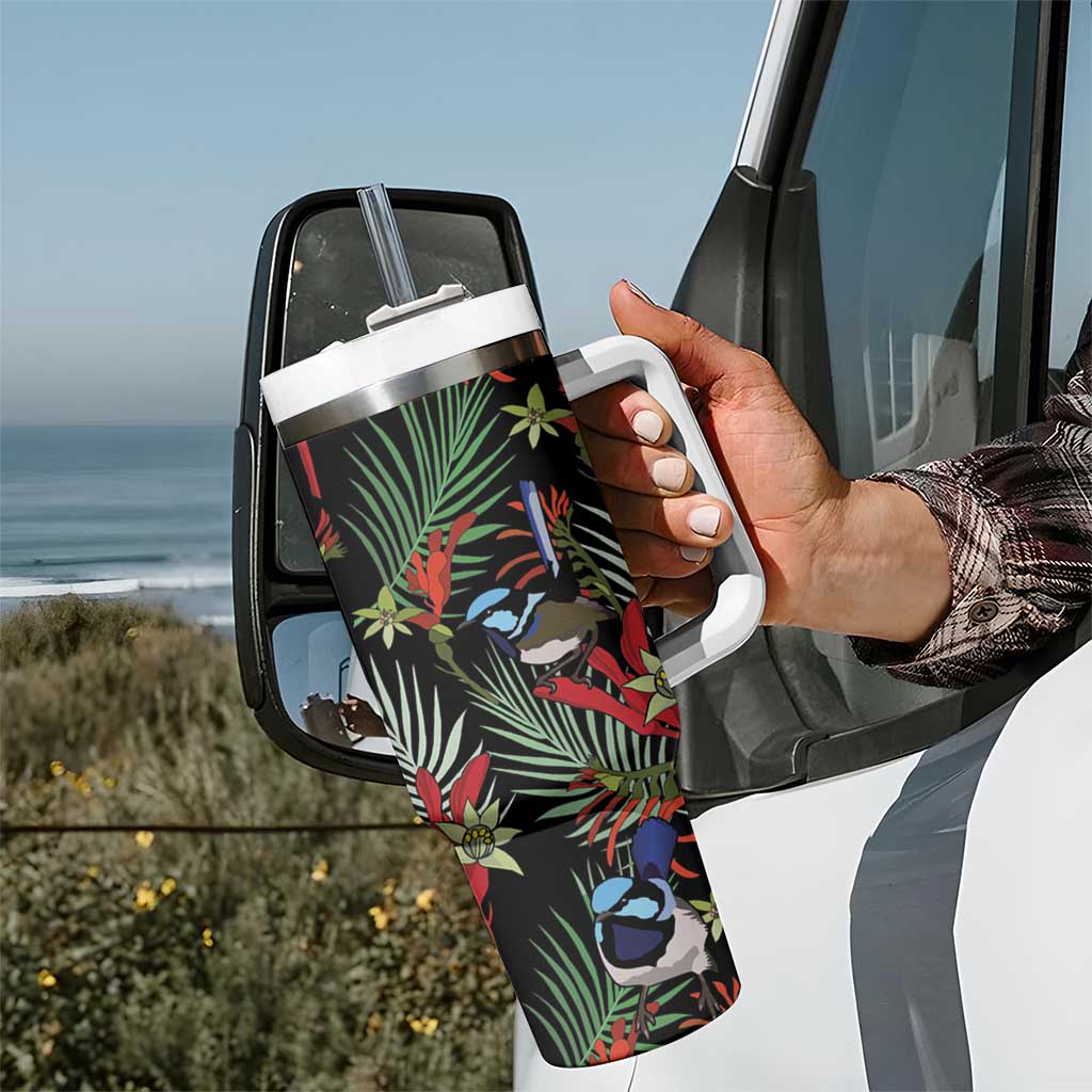 Australia Kangaroo Paw And Splendid Fairy-wren Tumbler With Handle Sameless Style