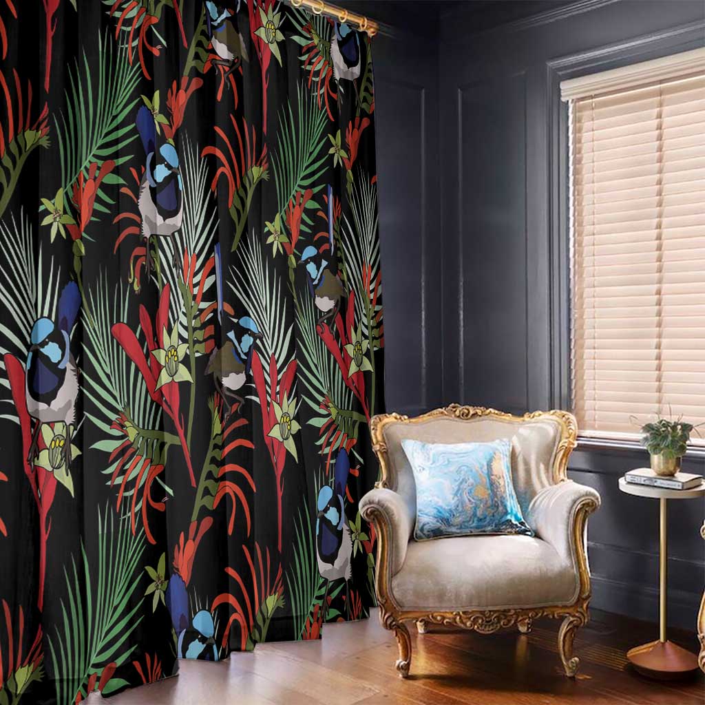 Australia Kangaroo Paw And Splendid Fairy-wren Window Curtain Sameless Style