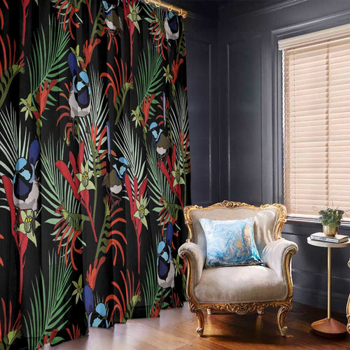 Australia Kangaroo Paw And Splendid Fairy-wren Window Curtain Sameless Style