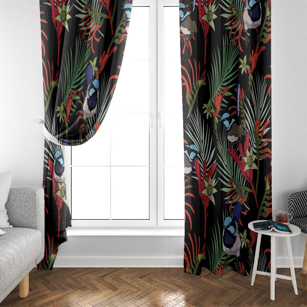 Australia Kangaroo Paw And Splendid Fairy-wren Window Curtain Sameless Style