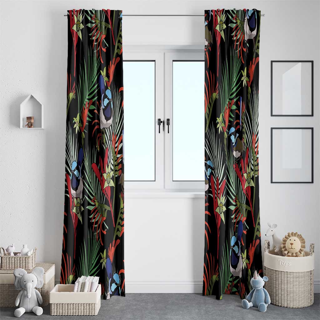 Australia Kangaroo Paw And Splendid Fairy-wren Window Curtain Sameless Style