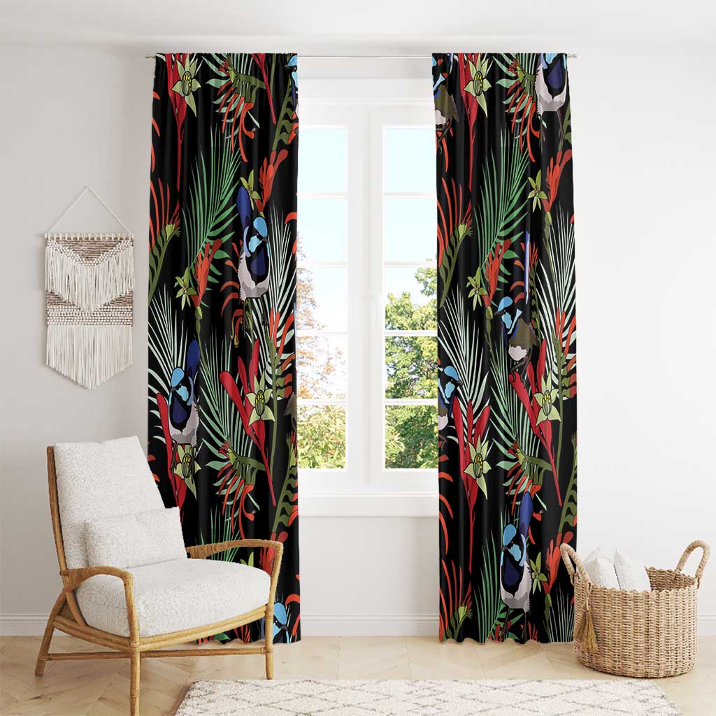 Australia Kangaroo Paw And Splendid Fairy-wren Window Curtain Sameless Style