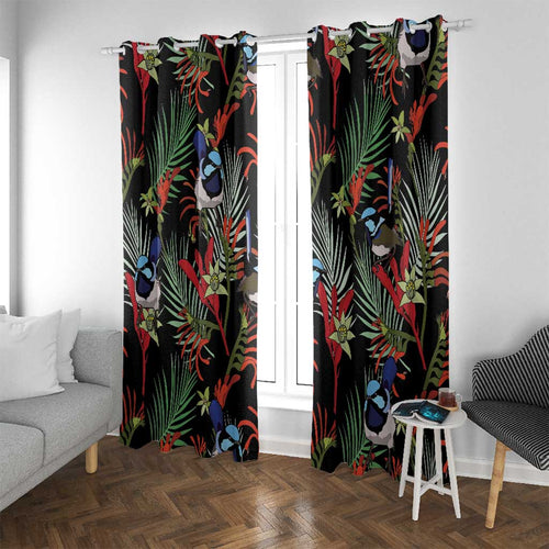 Australia Kangaroo Paw And Splendid Fairy-wren Window Curtain Sameless Style