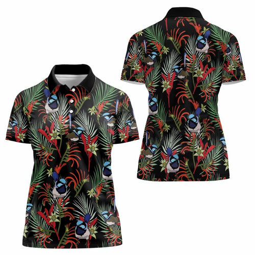 Australia Kangaroo Paw And Splendid Fairy-wren Women Polo Shirt Sameless Style