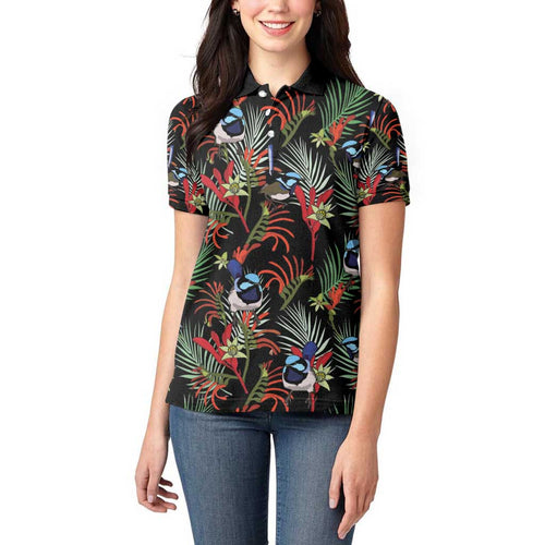 Australia Kangaroo Paw And Splendid Fairy-wren Women Polo Shirt Sameless Style