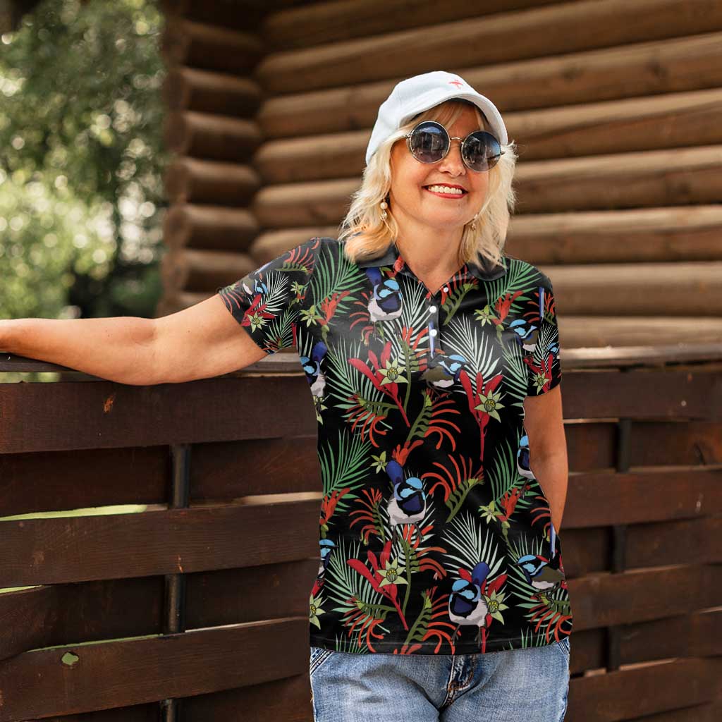 Australia Kangaroo Paw And Splendid Fairy-wren Women Polo Shirt Sameless Style