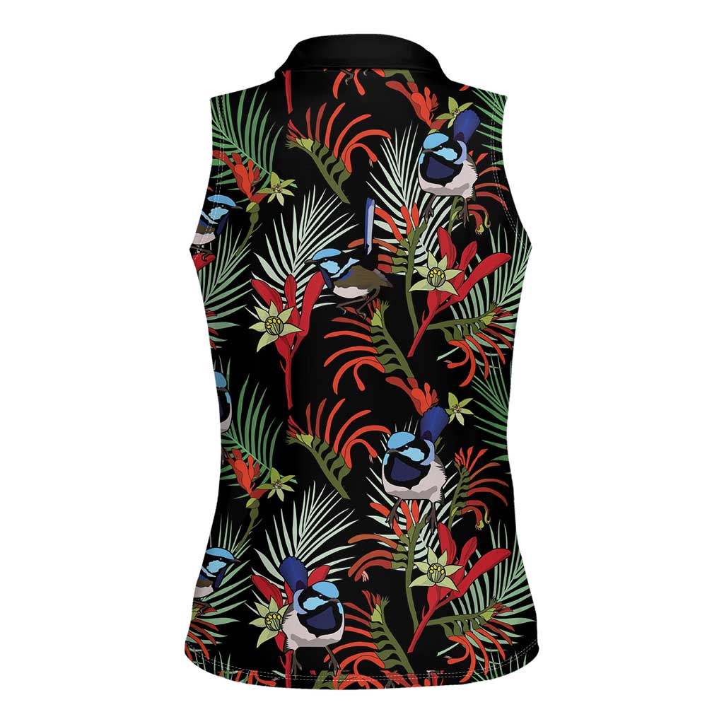 Australia Kangaroo Paw And Splendid Fairy-wren Women Sleeveless Polo Shirt Sameless Style