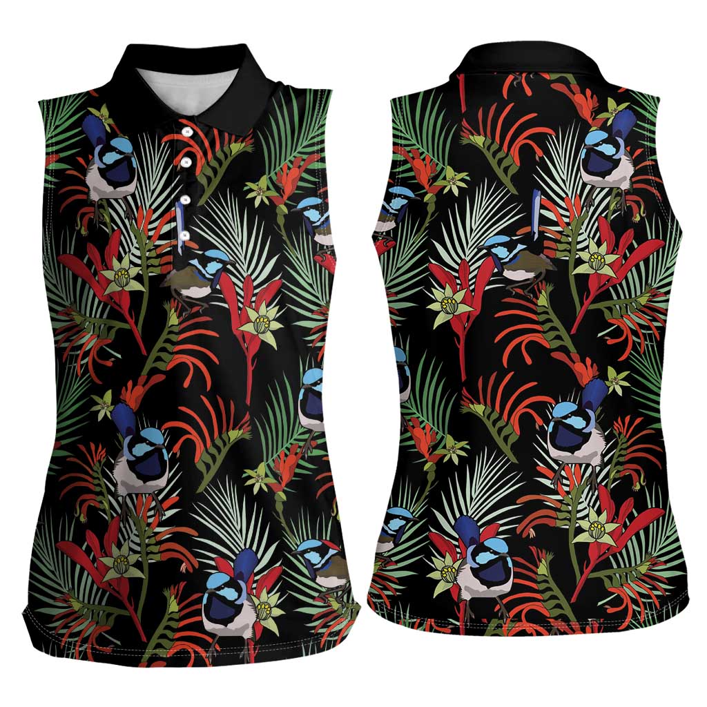Australia Kangaroo Paw And Splendid Fairy-wren Women Sleeveless Polo Shirt Sameless Style