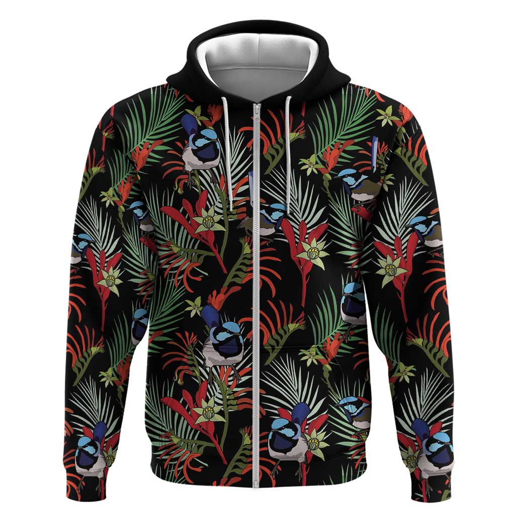 Australia Kangaroo Paw And Splendid Fairy-wren Zip Hoodie Sameless Style