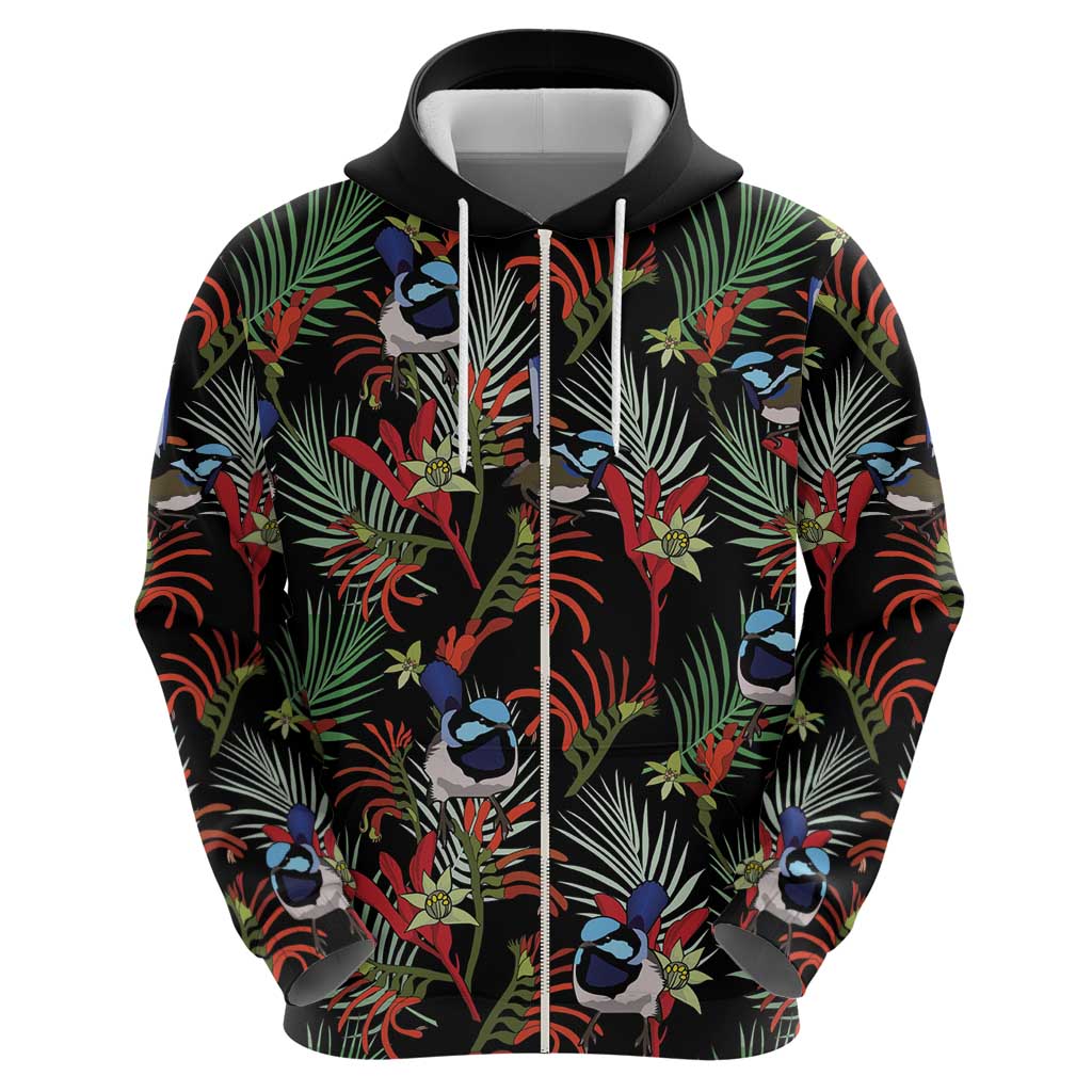 Australia Kangaroo Paw And Splendid Fairy-wren Zip Hoodie Sameless Style