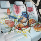 Splendid Fairy-wren Australia Back Car Seat Cover Aussie National Flowers - Watercolor Style